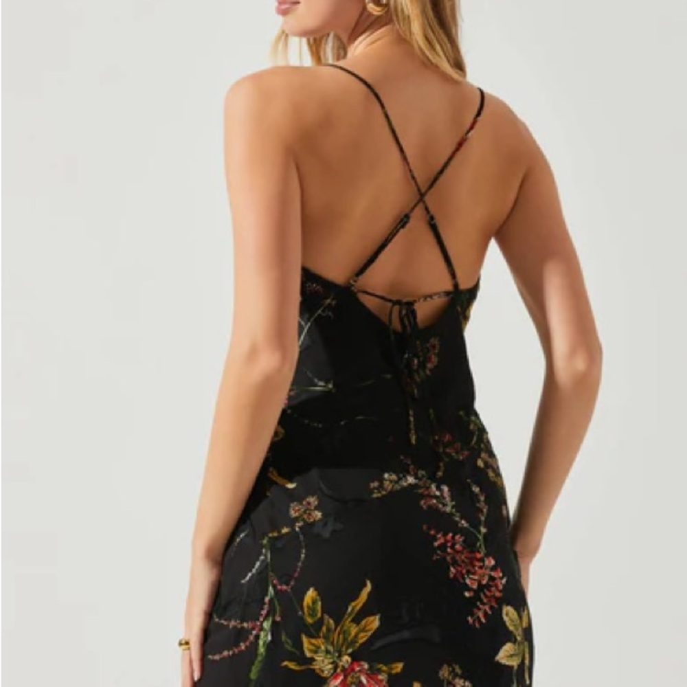 Astr Black Floral Midi Dress with Yellow & Green Accents - Picture 3 of 8